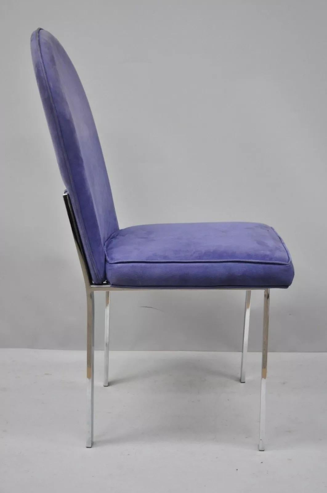 Cromo Sedia da pranzo cromata piatta del Mid Century Modern Bar Side Chair attr. Tri Design/One (A) in vendita