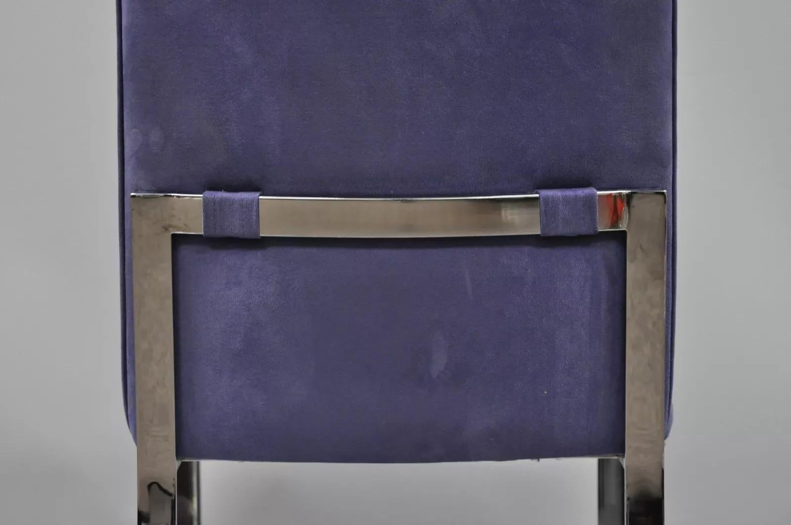 Sedia da pranzo cromata piatta del Mid Century Modern Bar Side Chair attr. Tri Design/One (A) in vendita 1