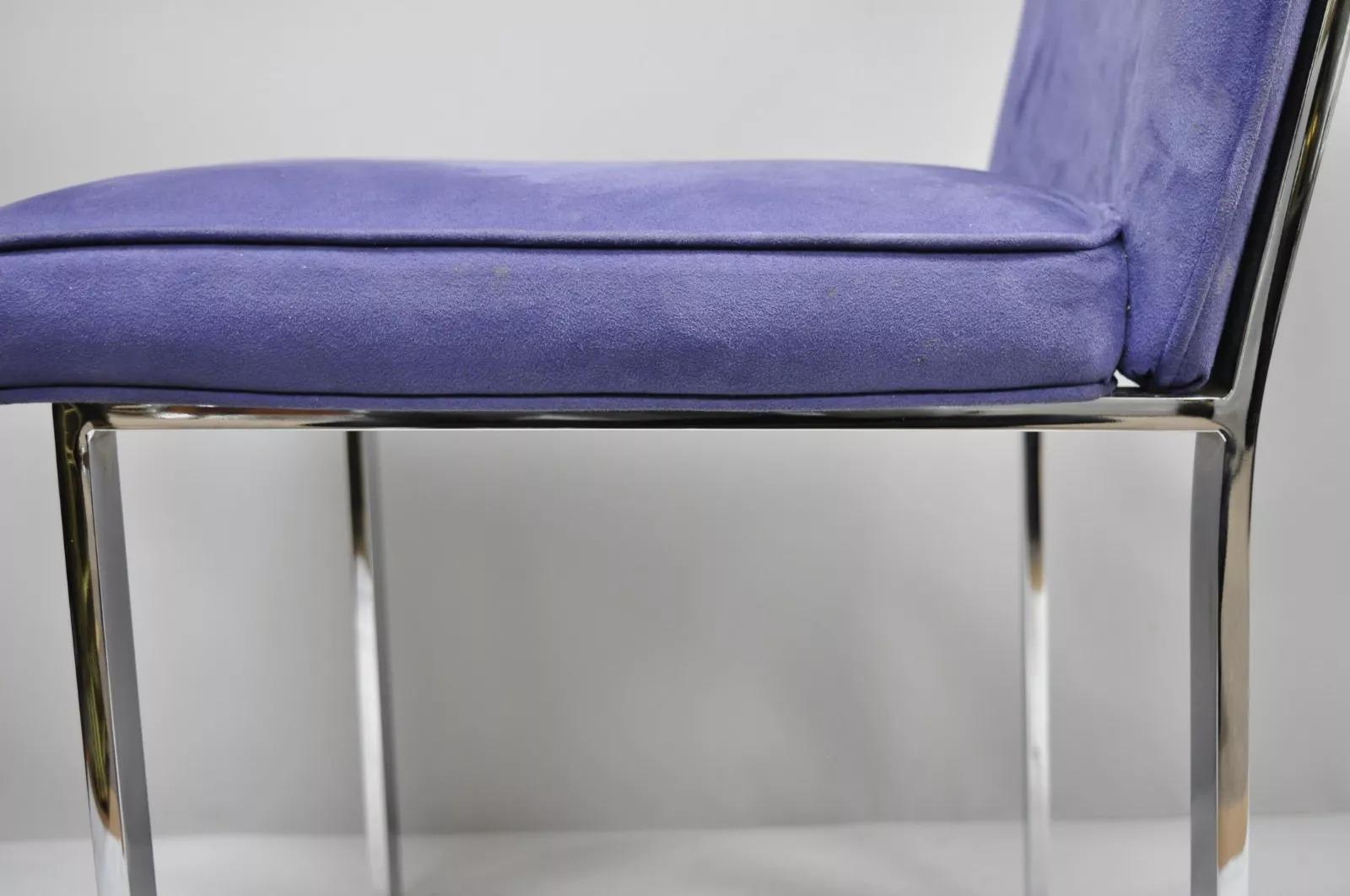 Sedia da pranzo cromata piatta del Mid Century Modern Bar Side Chair attr. Tri Design/One (A) in vendita 2