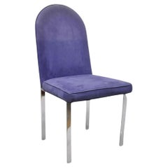 Silla auxiliar de comedor de barra plana cromada moderna de mediados de siglo attr. Tri Mark Designs (A)