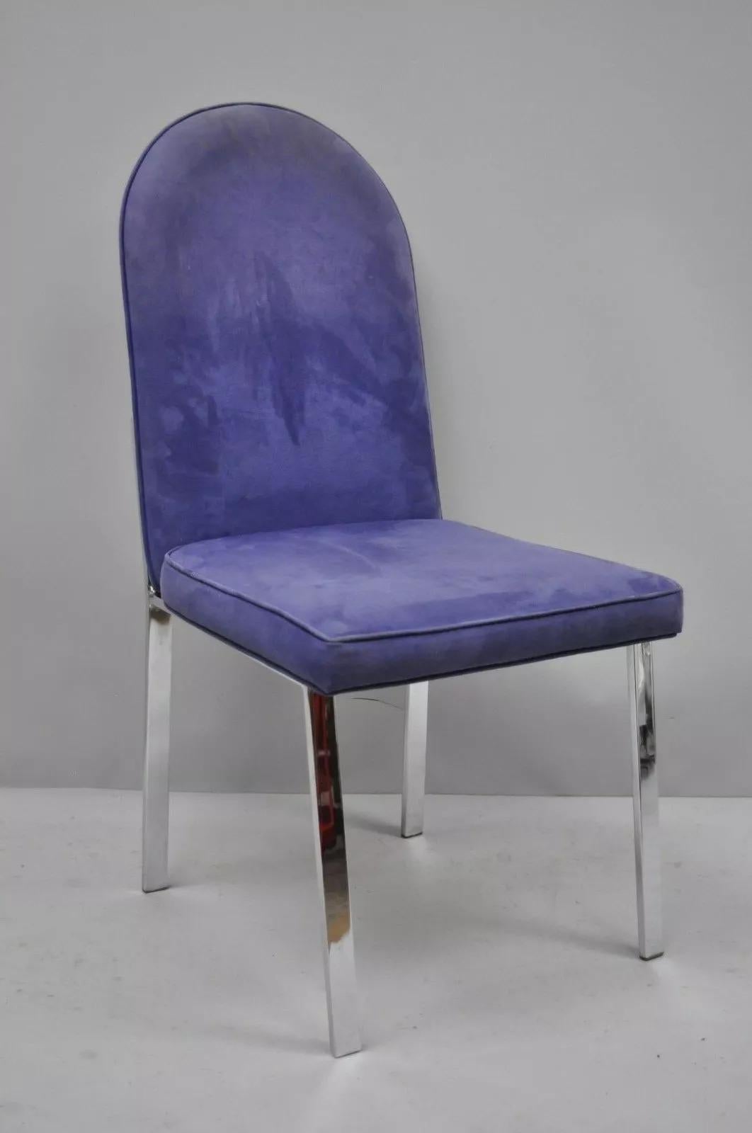 Mid Century Modern Chrome Flat Bar Dining Side Chair attr. Tri-Mark Designs (B) (Moderne der Mitte des Jahrhunderts) im Angebot