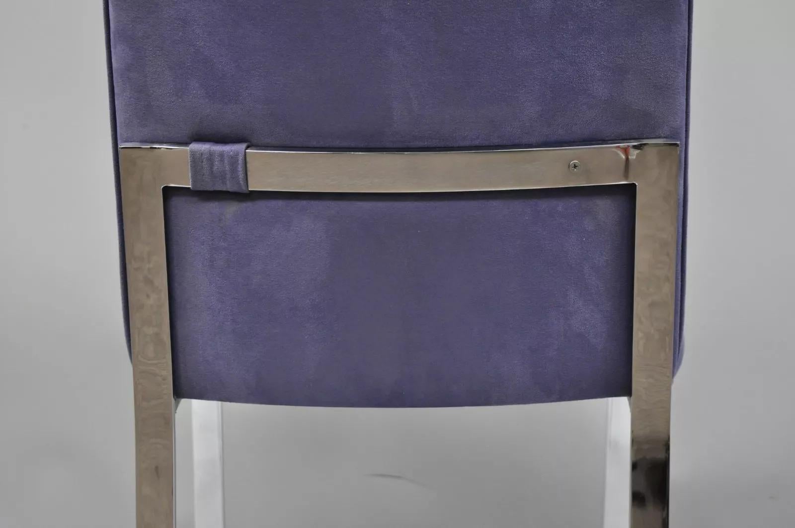 Mid Century Modern Chrome Flat Bar Dining Side Chair attr. Tri-Mark Designs (B) (Unbekannt) im Angebot