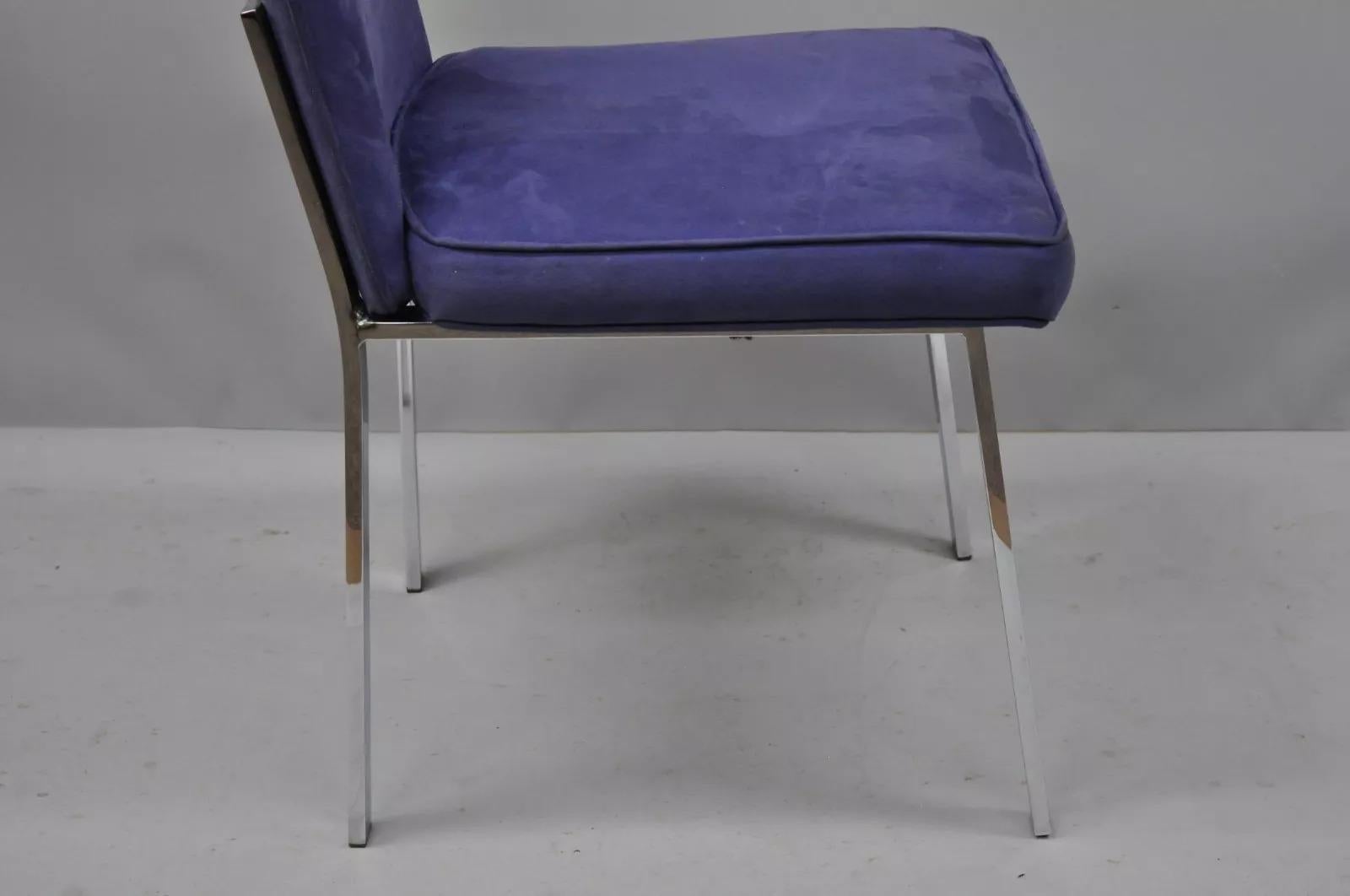 Mid Century Modern Chrome Flat Bar Dining Side Chair attr. Tri-Mark Designs (B) (20. Jahrhundert) im Angebot
