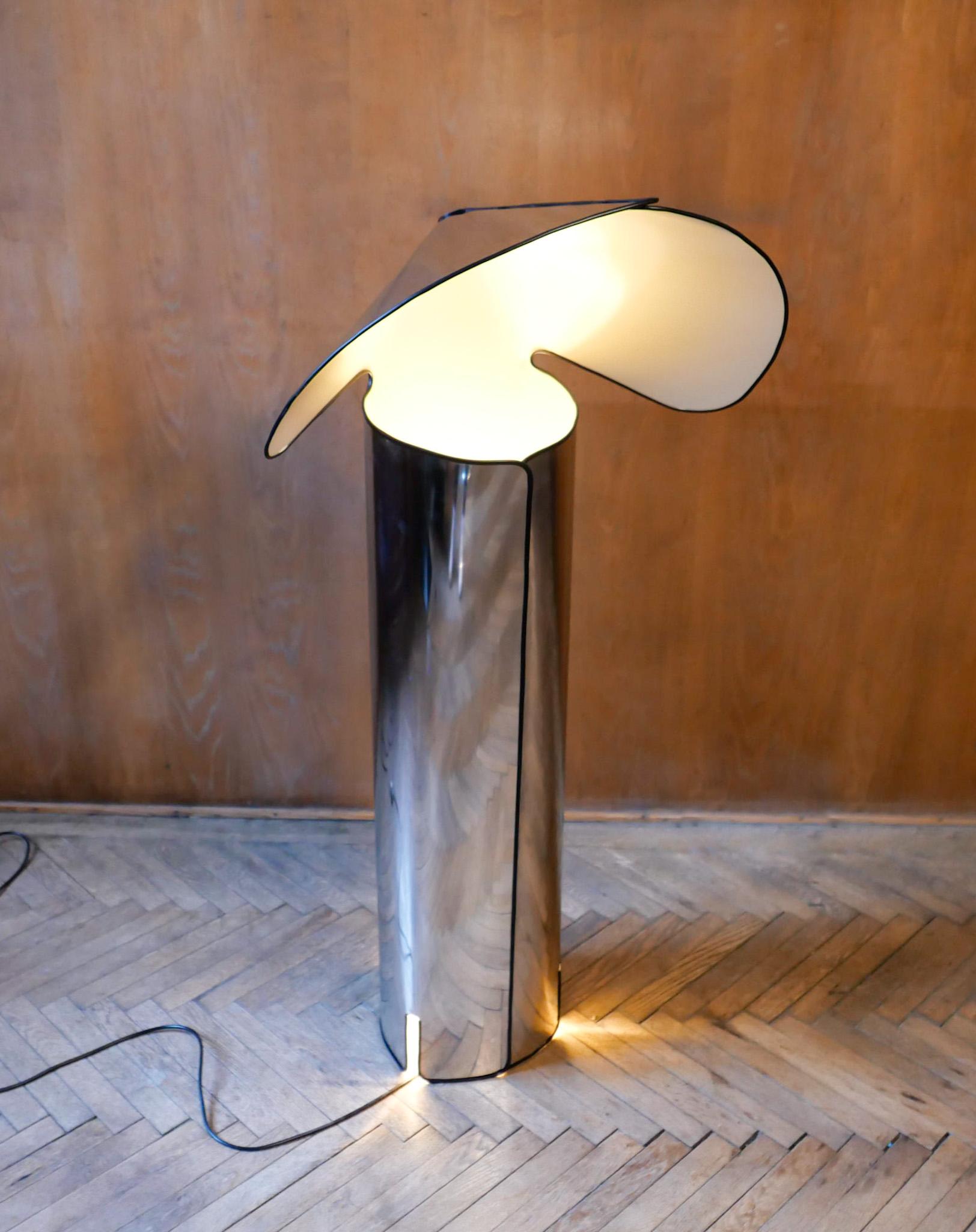 Italian Mid-Century Modern Chrome Floor Lamp Chiara by Mario Bellini, Italy 1960s