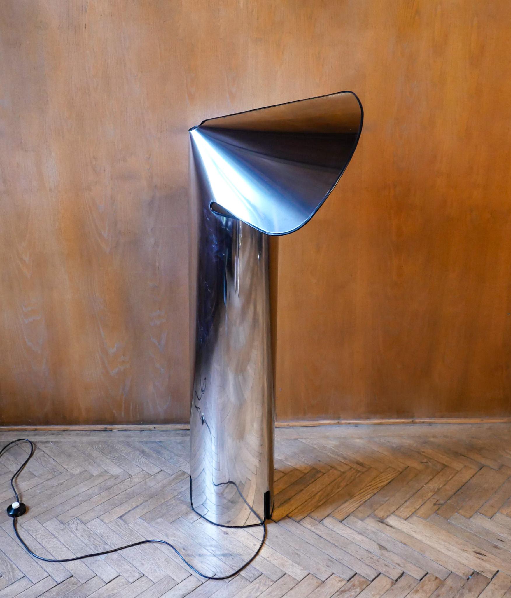 Stainless Steel Mid-Century Modern Chrome Floor Lamp Chiara by Mario Bellini, Italy 1960s