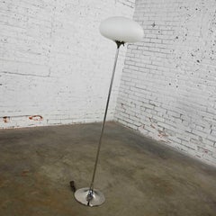 Mid-Century Modern Chrome Floor Lamp Frosted Glass Mushroom Globe Laurel Lamp Co