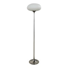 Vintage Mid-Century Modern Chrome Floor Lamp Frosted Glass Mushroom Globe Laurel Lamp Co