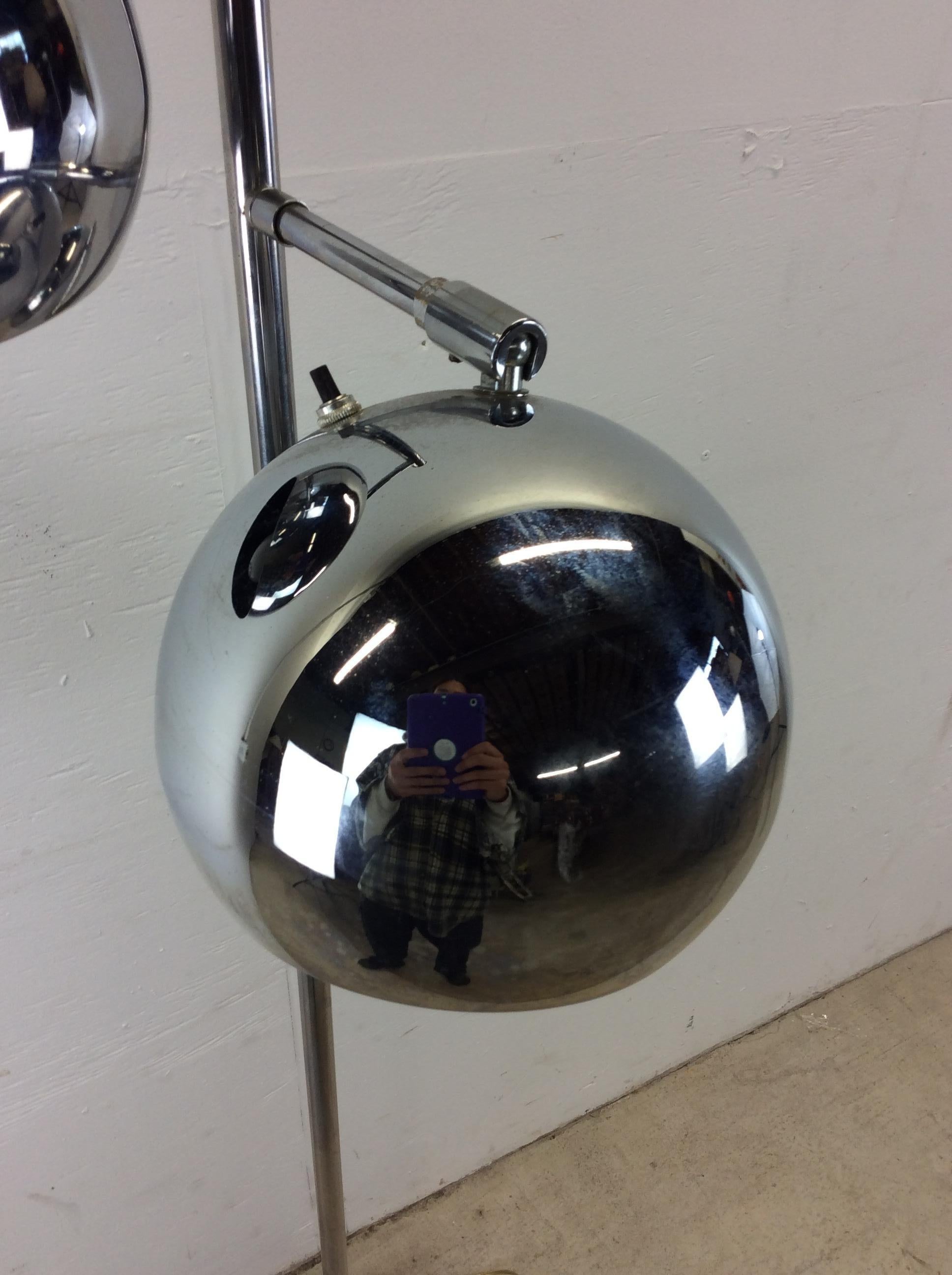 Mid Century Modern Chrome Floor Lamp with 3 Globes Sonneman For Sale 4