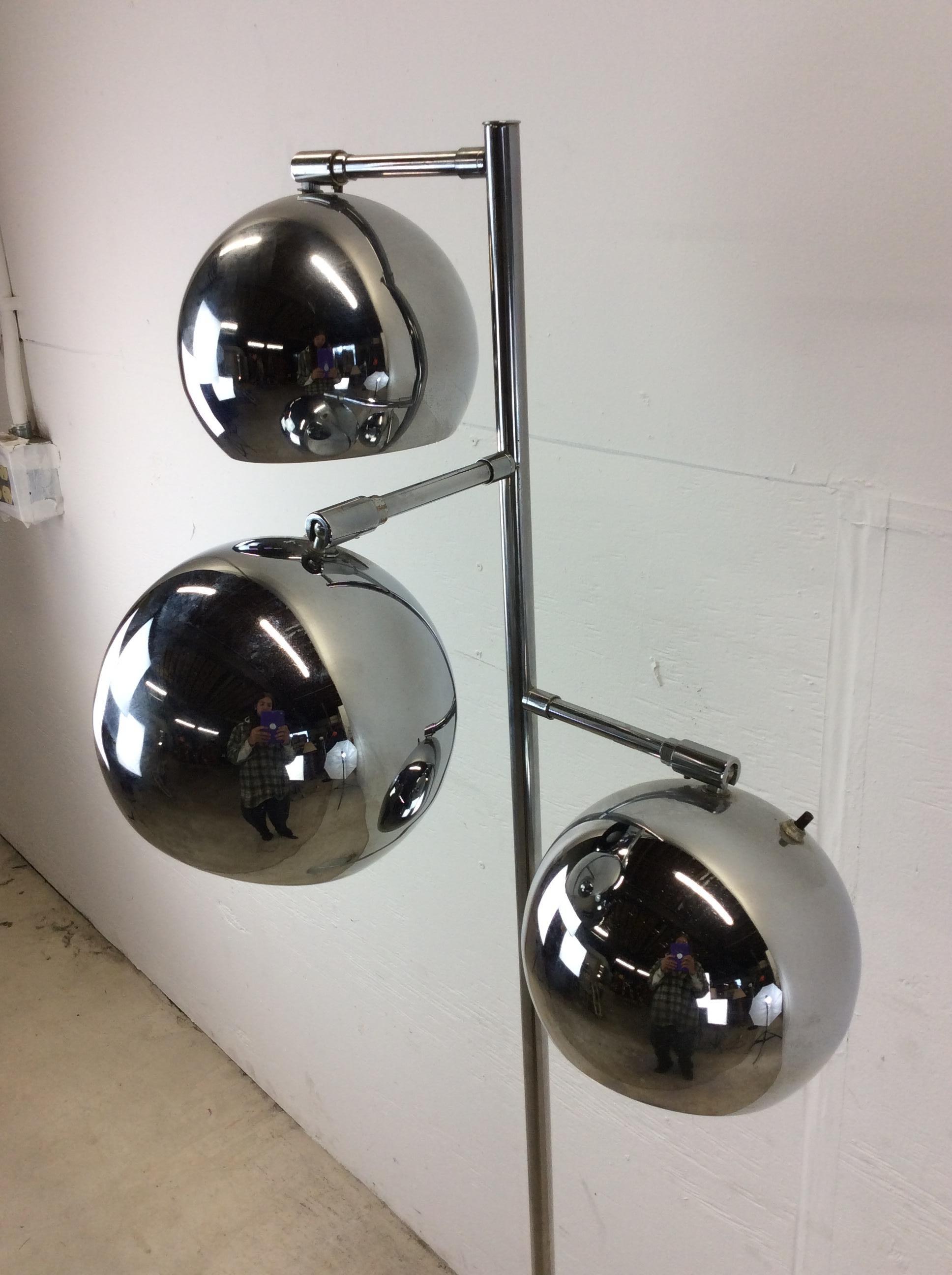 Mid Century Modern Chrome Floor Lamp with 3 Globes Sonneman For Sale 5