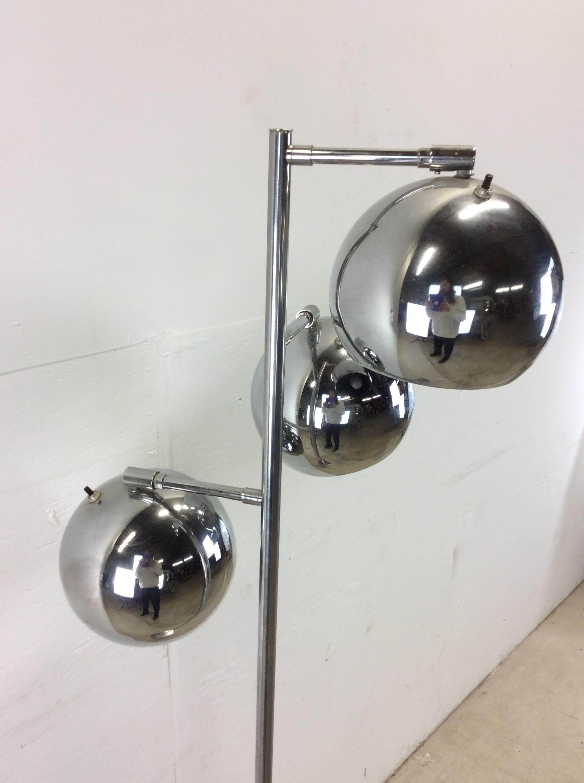 Mid Century Modern Chrome Floor Lamp with 3 Globes Sonneman For Sale 14
