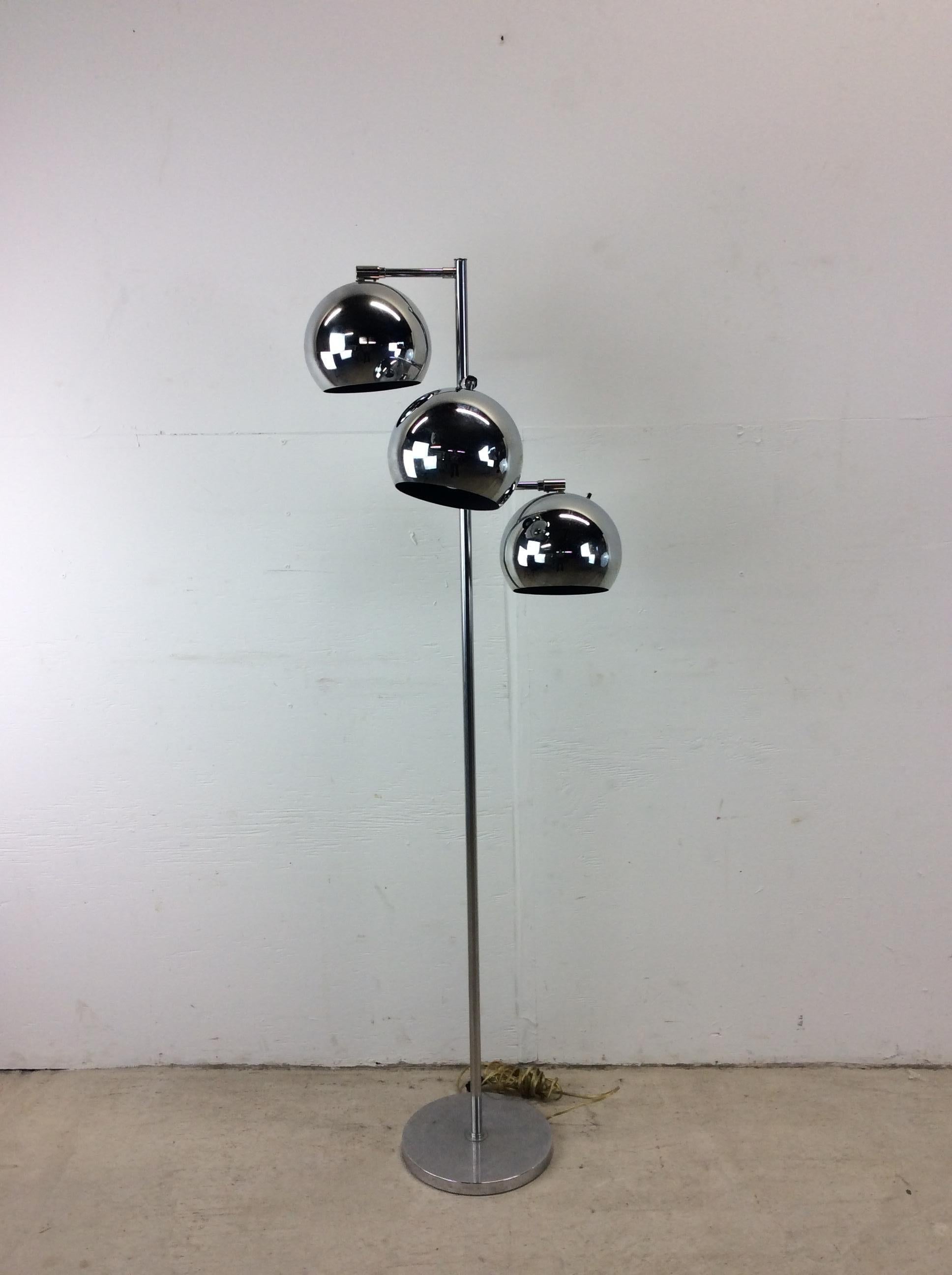 Mid-Century Modern Mid Century Modern Chrome Floor Lamp with 3 Globes Sonneman For Sale