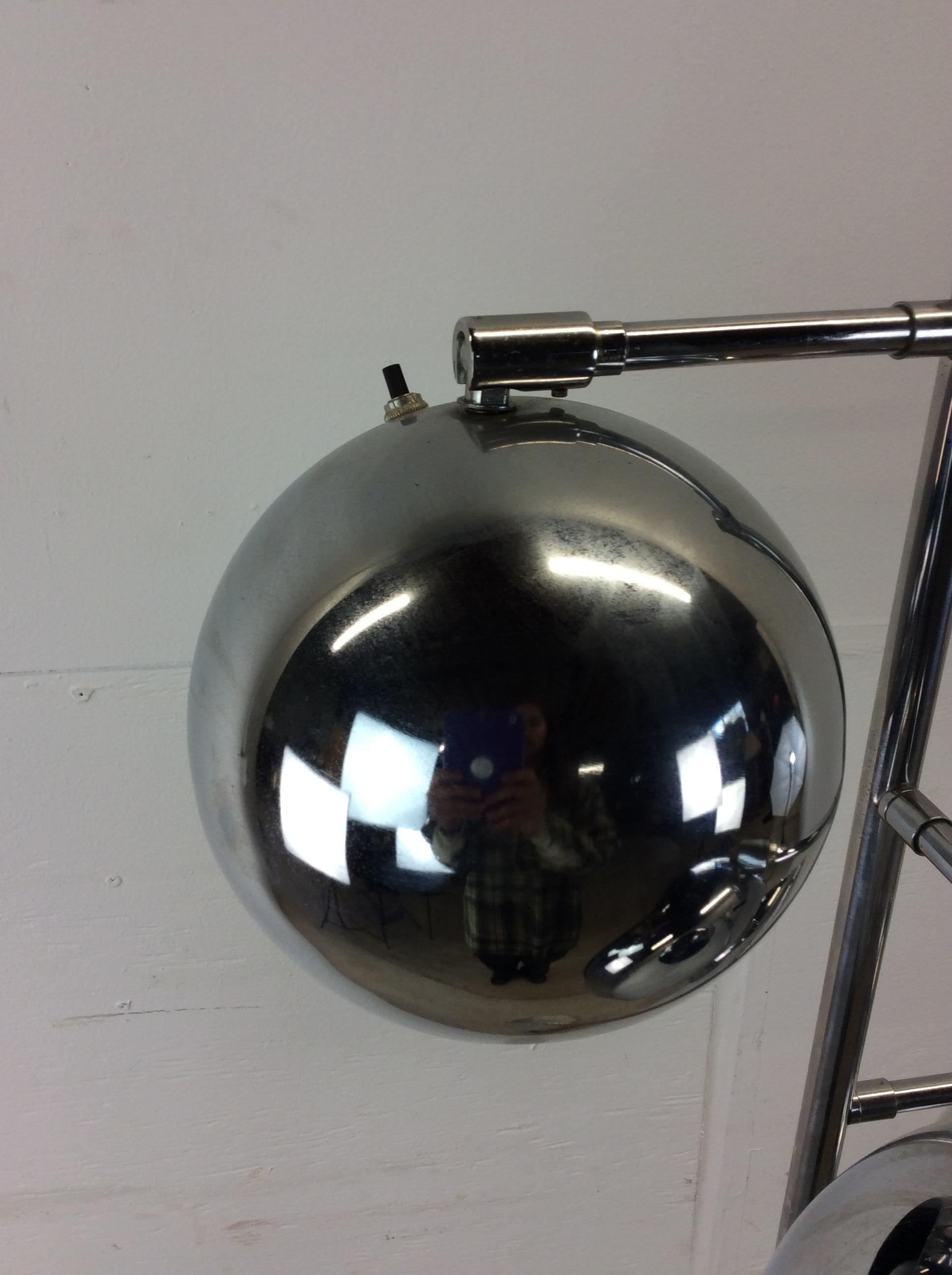 Mid Century Modern Chrome Floor Lamp with 3 Globes Sonneman For Sale 2