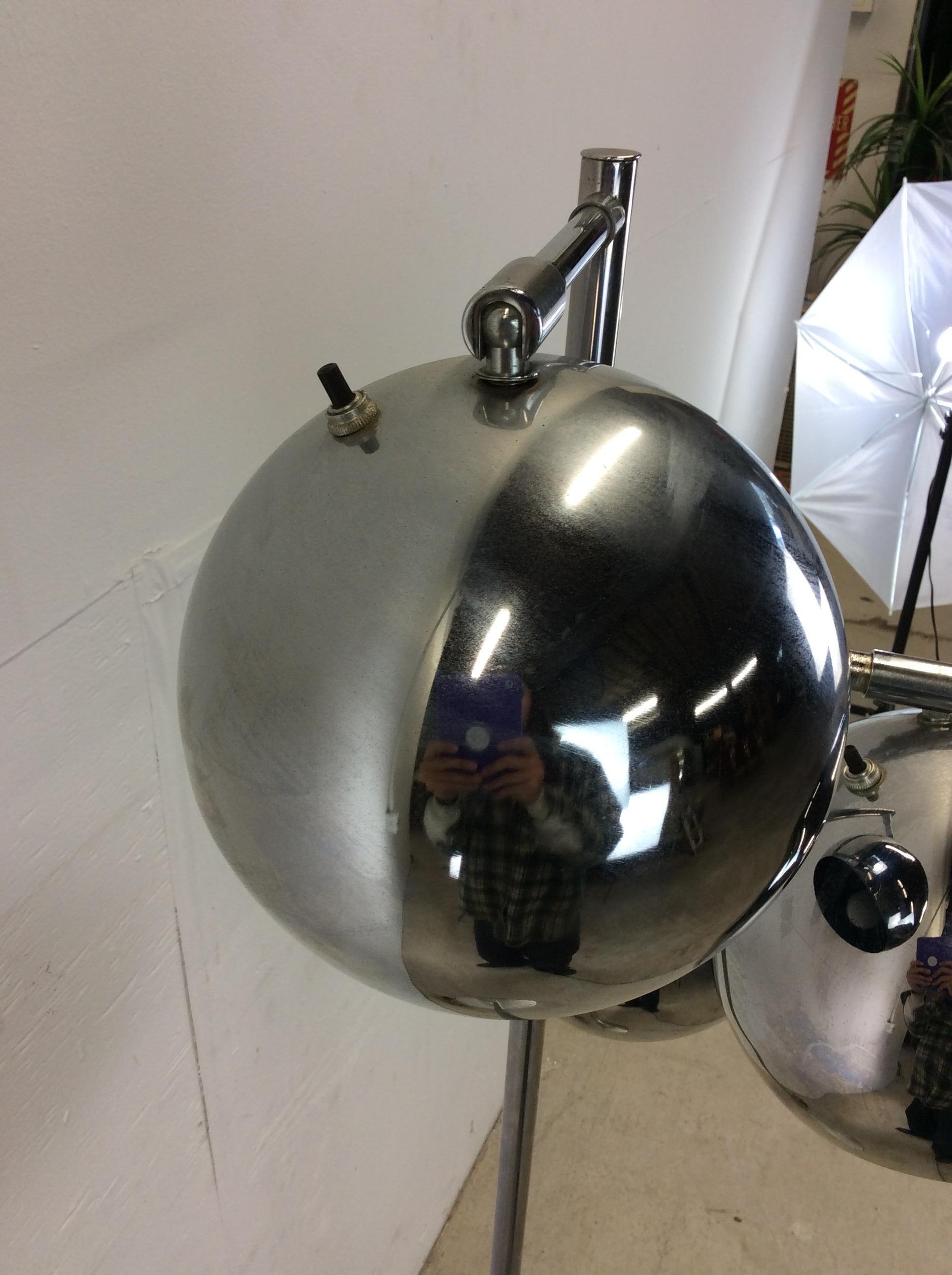 Mid Century Modern Chrome Floor Lamp with 3 Globes Sonneman For Sale 3