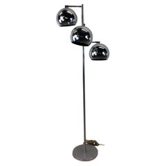 Vintage Mid Century Modern Chrome Floor Lamp with 3 Globes Sonneman