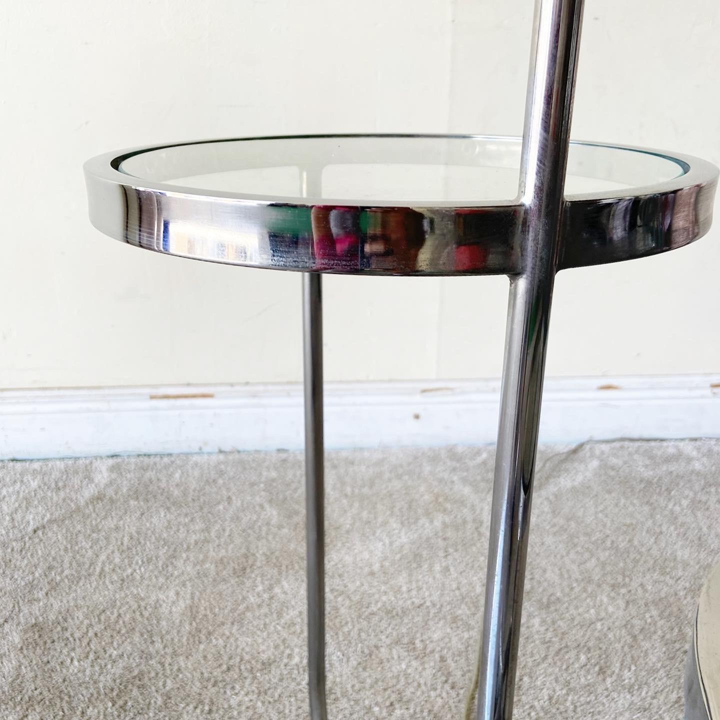 Mid-Century Modern Chrome Floor Lamp with Three Tier Table 4