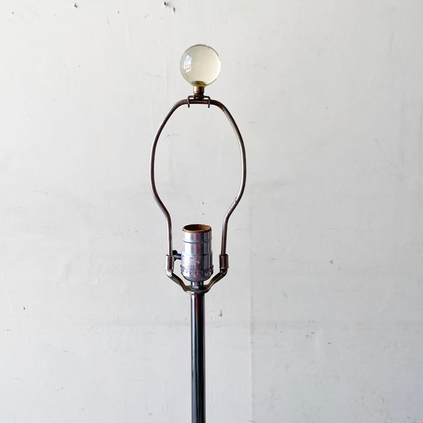 Glass Mid-Century Modern Chrome Floor Lamp with Three Tier Table