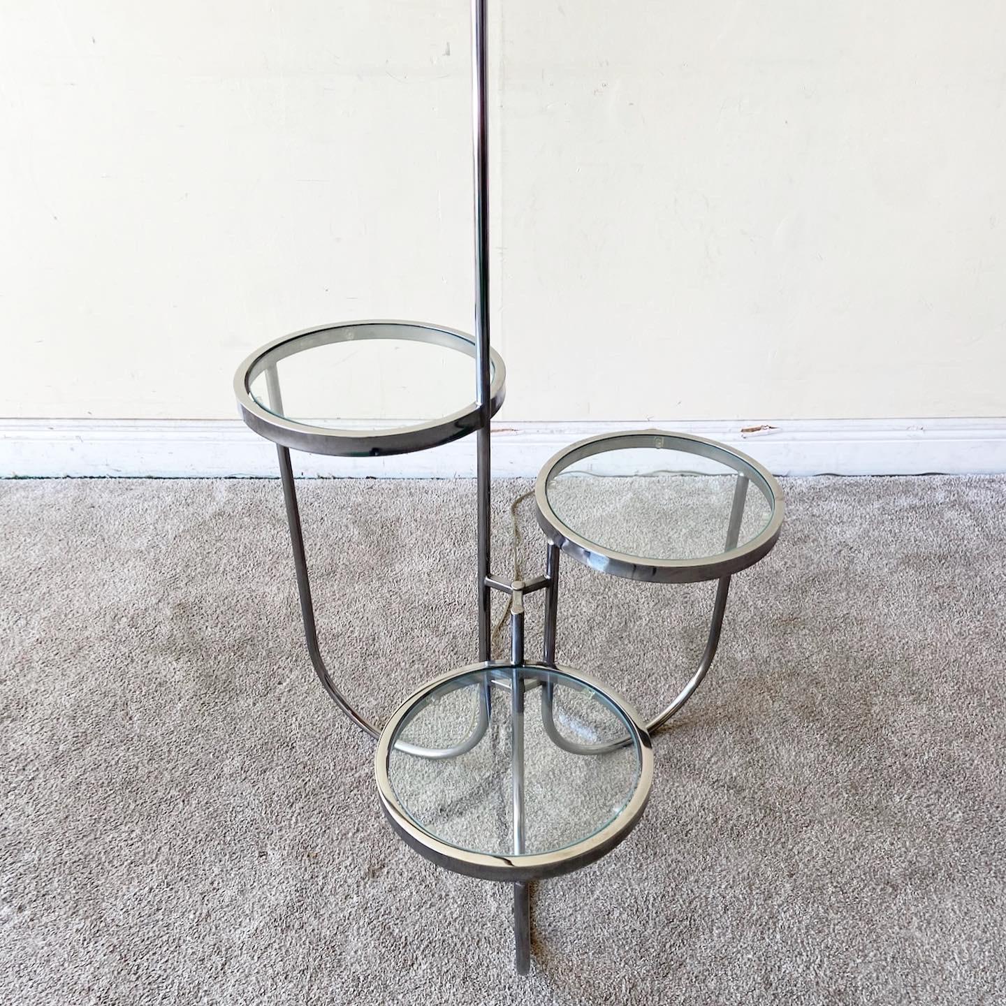 Mid-Century Modern Chrome Floor Lamp with Three Tier Table 3