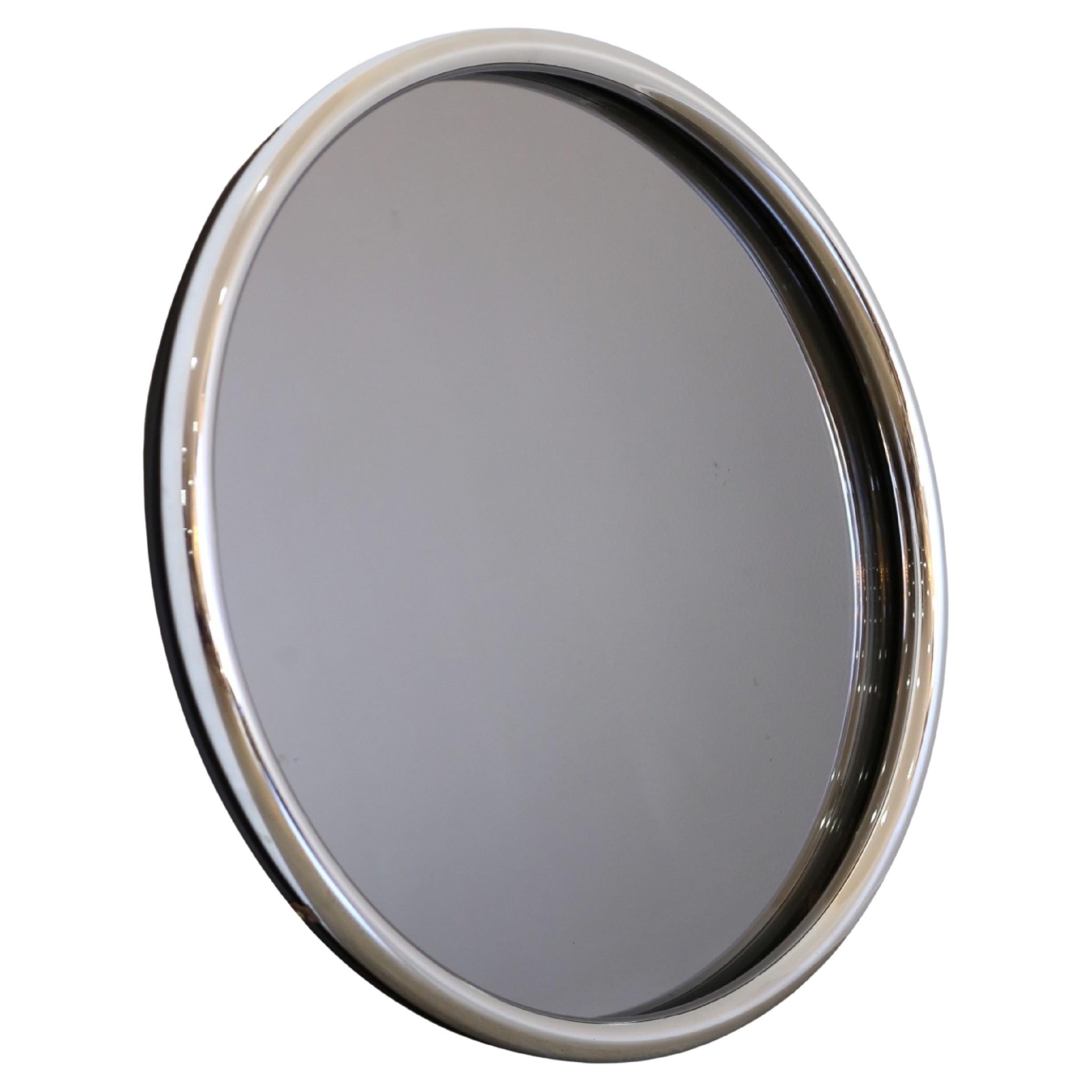 Mid Century Modern Chrome Frame Round Wall Mirror