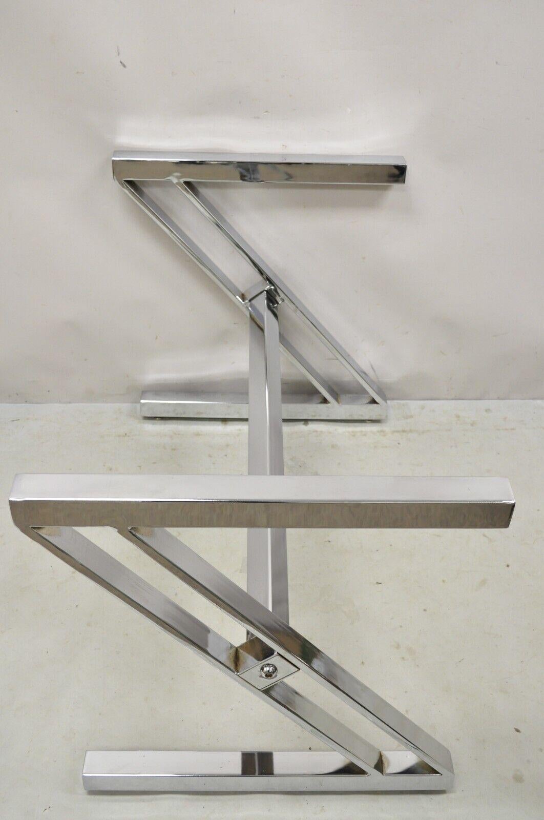 Mid-Century Modern Chrome Frame Z Shaped Metal Desk Dining Table Base For Sale 3