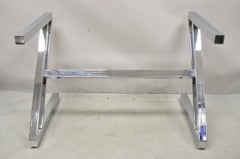 Mid-Century Modern Chrome Frame Z Shaped Metal Desk Dining Table Base
