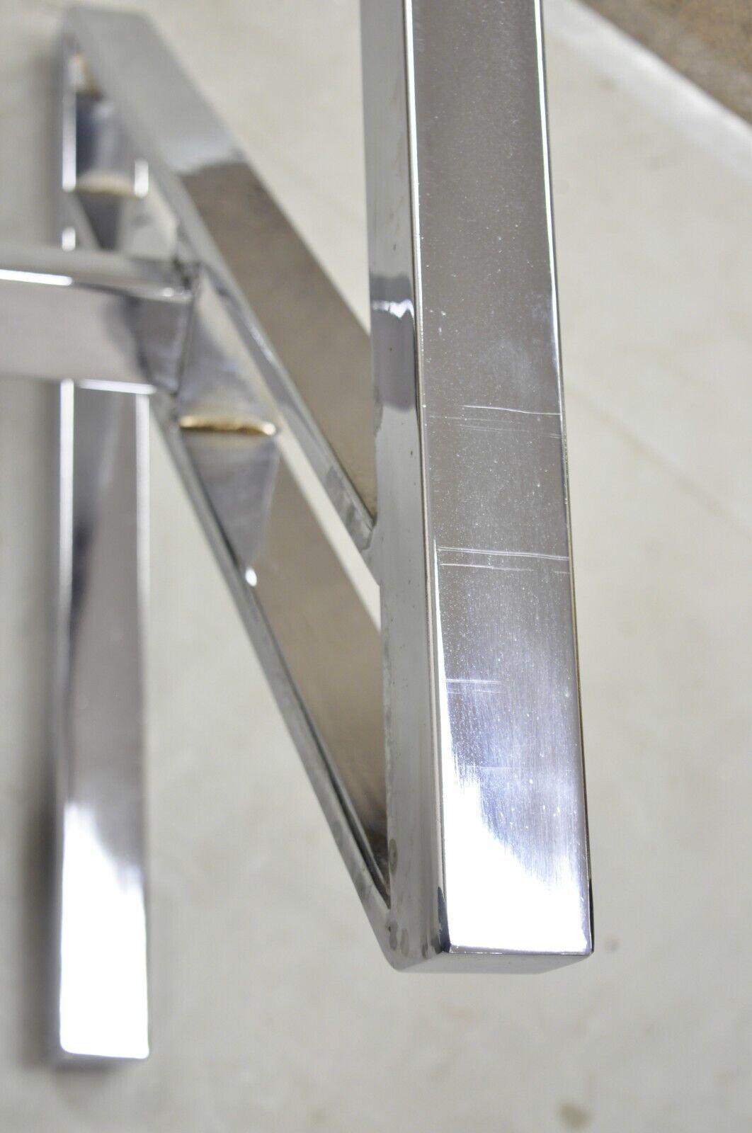 Mid-Century Modern Chrome Frame Z Shaped Metal Desk Dining Table Base In Good Condition For Sale In Philadelphia, PA