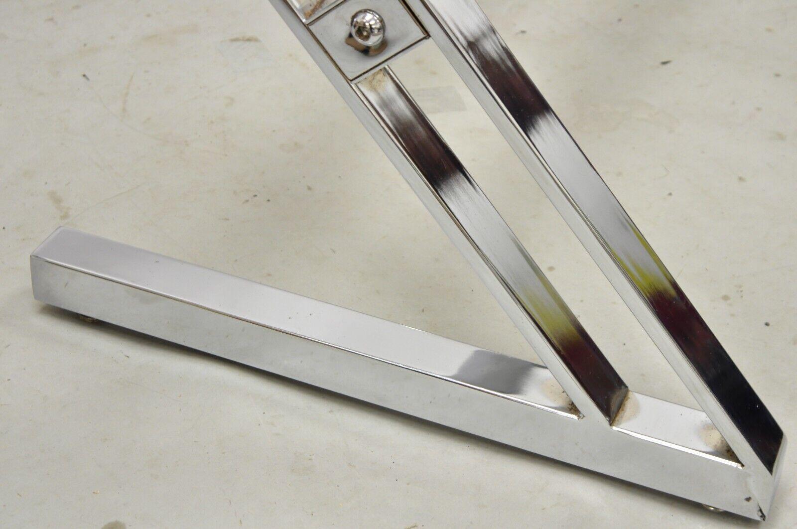 Mid-Century Modern Chrome Frame Z Shaped Metal Desk Dining Table Base For Sale 1