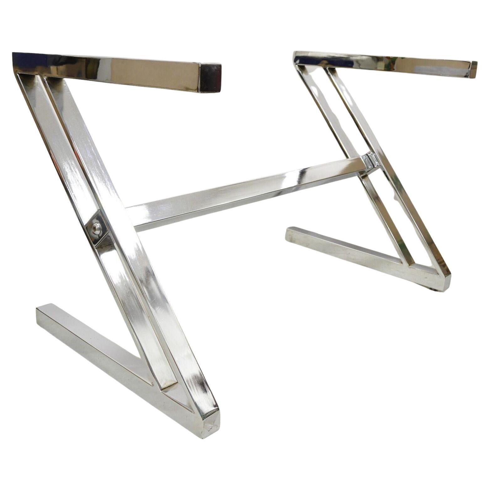 Mid-Century Modern Chrome Frame Z Shaped Metal Desk Dining Table Base For Sale