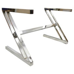 Mid-Century Modern Chrome Frame Z Shaped Metal Desk Dining Table Base