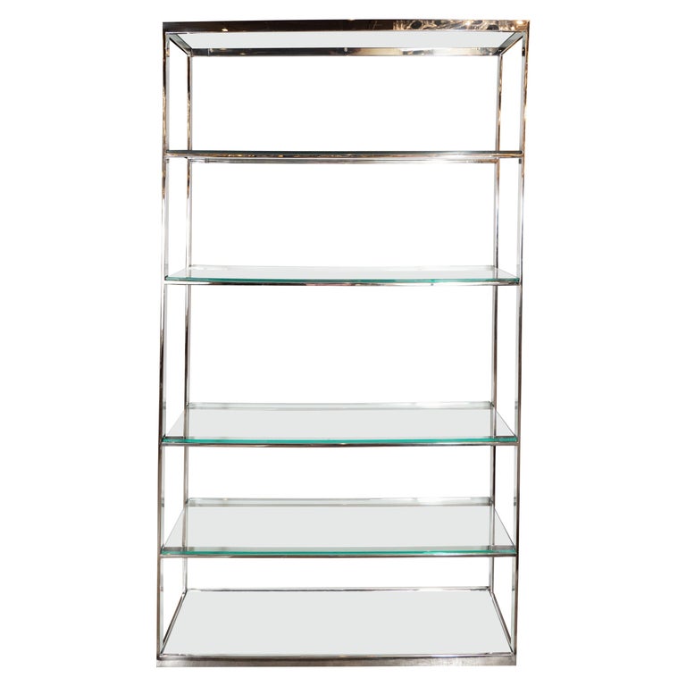MidCentury Modern Chrome, Glass, and Mirror Étagère by Milo Baughman