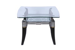 Mid-Century Modern Chrome, Glass and Wood Coffee or Side Table