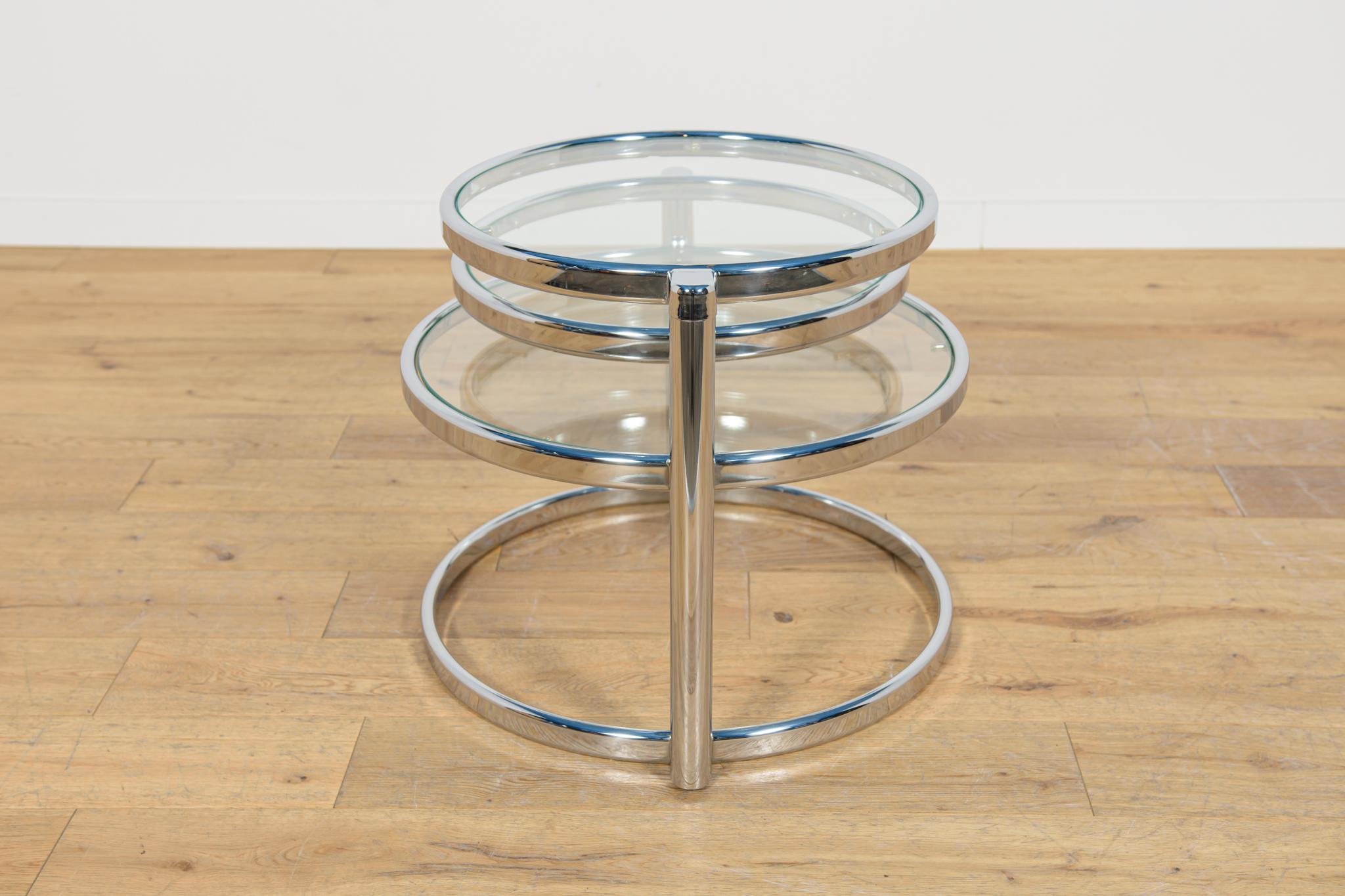 Moderner Couchtisch aus Chrom und Glas von Milo Baughman, Vereinigte Staaten, Mitte des Jahrhunderts. im Angebot 7