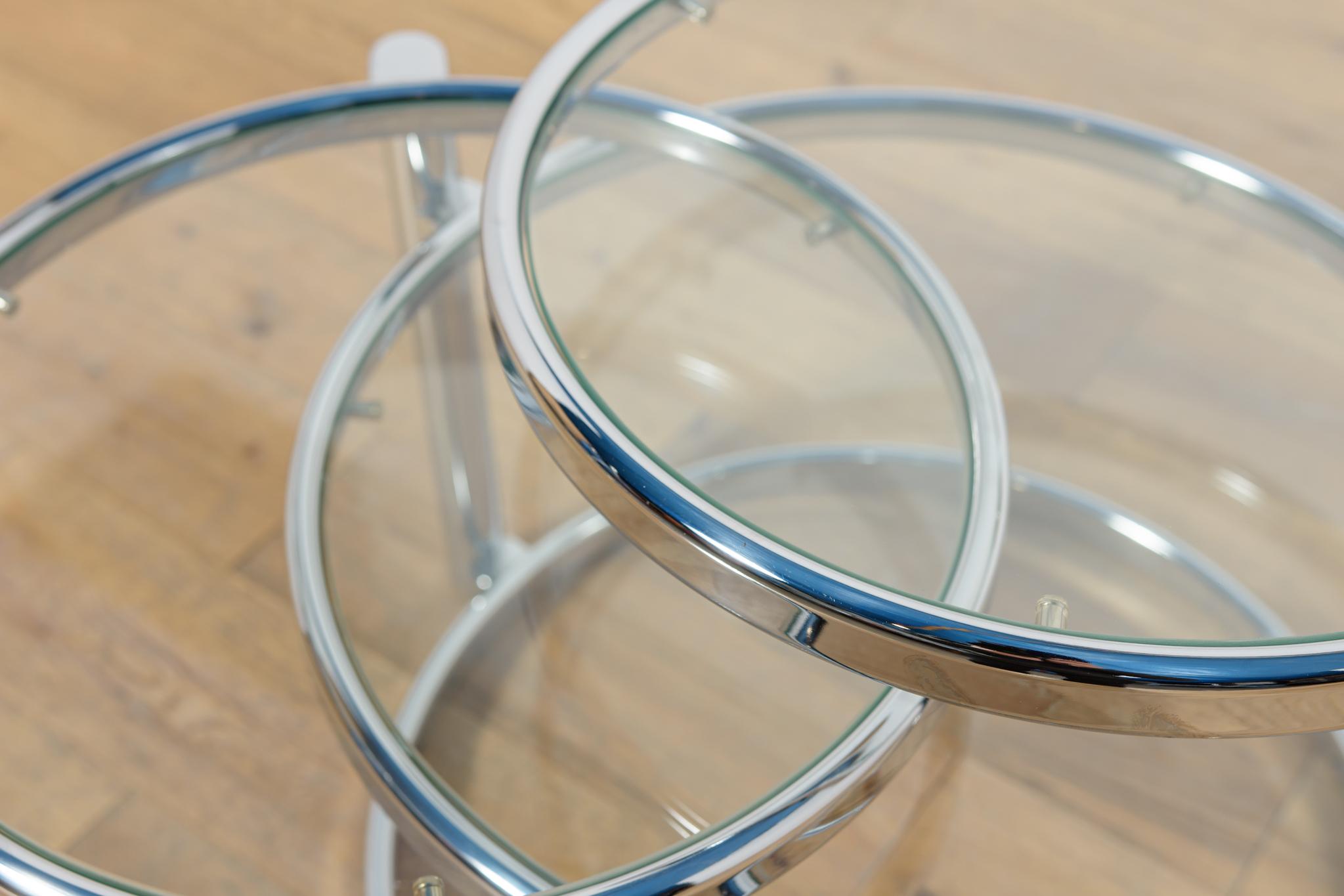 Moderner Couchtisch aus Chrom und Glas von Milo Baughman, Vereinigte Staaten, Mitte des Jahrhunderts. im Angebot 11