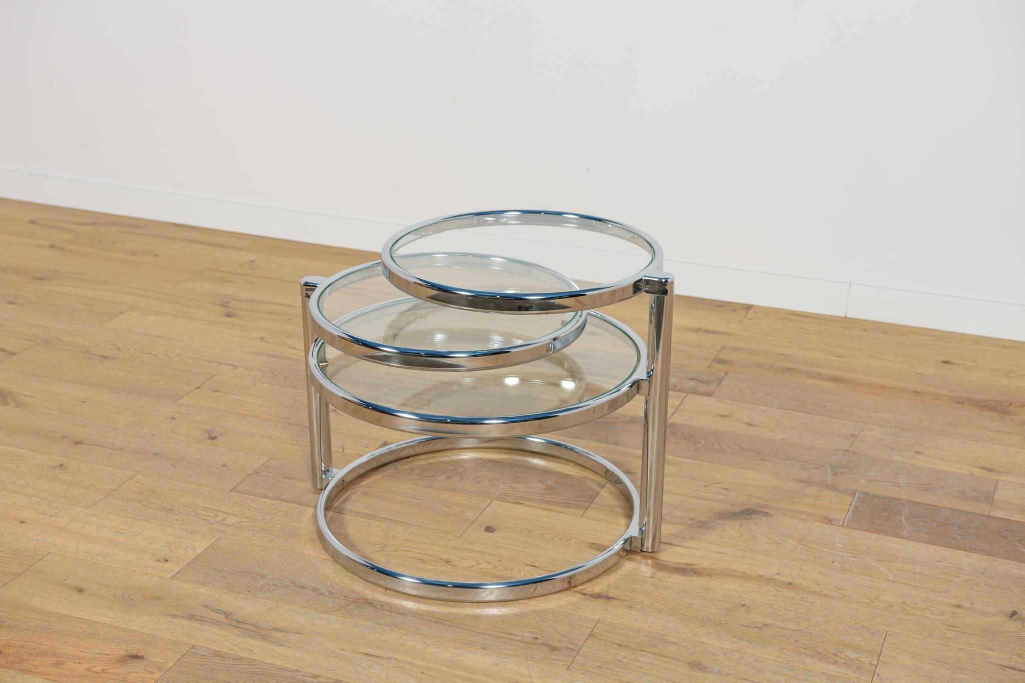 Moderner Couchtisch aus Chrom und Glas von Milo Baughman, Vereinigte Staaten, Mitte des Jahrhunderts. im Zustand „Hervorragend“ im Angebot in GNIEZNO, 30