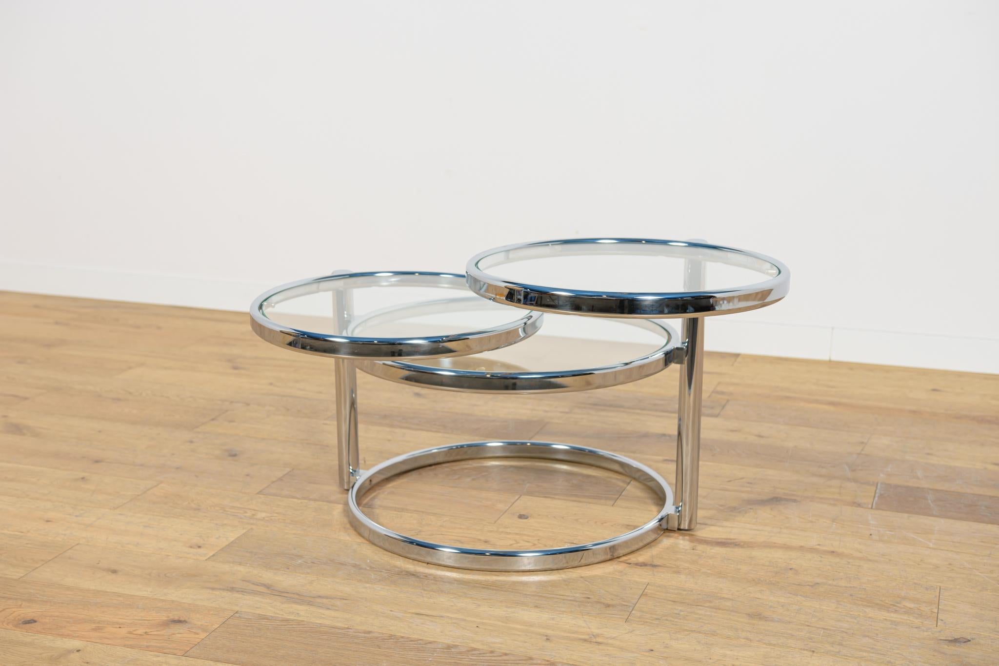 Moderner Couchtisch aus Chrom und Glas von Milo Baughman, Vereinigte Staaten, Mitte des Jahrhunderts. im Angebot 3