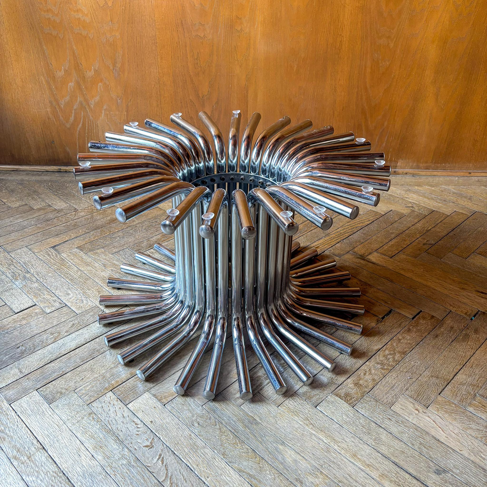 Italian Mid-Century Modern Chrome Glass Coffee Table, Italy 1970s