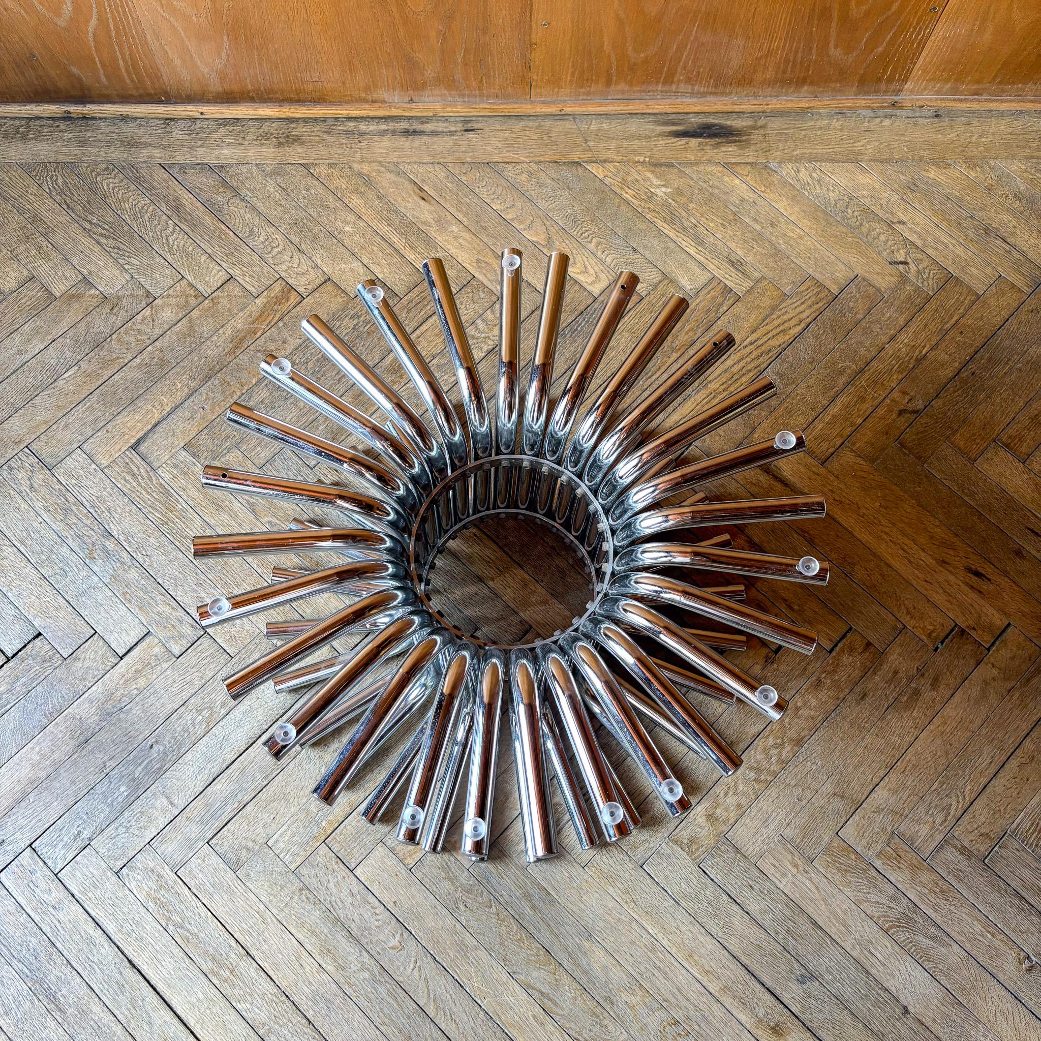 Late 20th Century Mid-Century Modern Chrome Glass Coffee Table, Italy 1970s