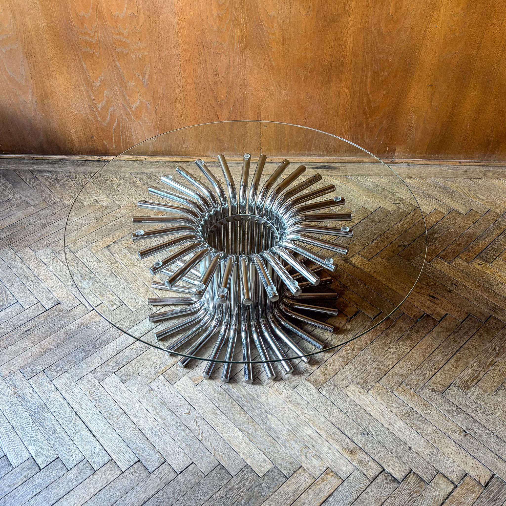 Mid-Century Modern Chrome Glass Coffee Table, Italy 1970s 1