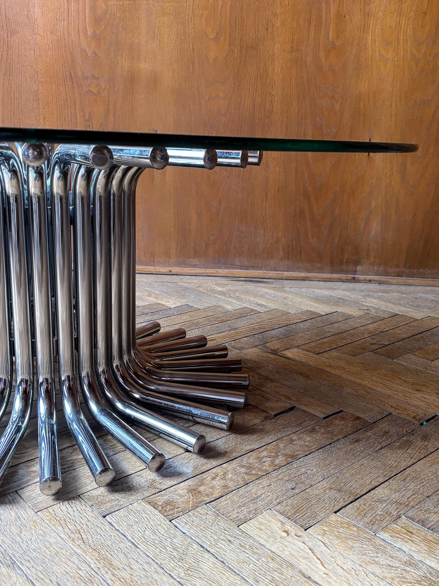 Mid-Century Modern Chrome Glass Coffee Table, Italy 1970s 3