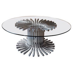Mid-Century Modern Chrome Glass Coffee Table, Italy 1970s