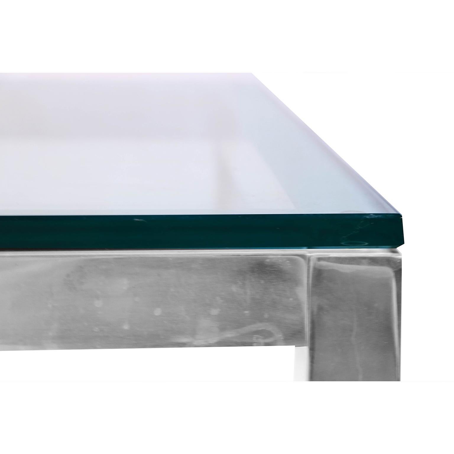 Mid-Century Modern Chrome and Glass Coffee Table Milo Baughman Style For Sale 1