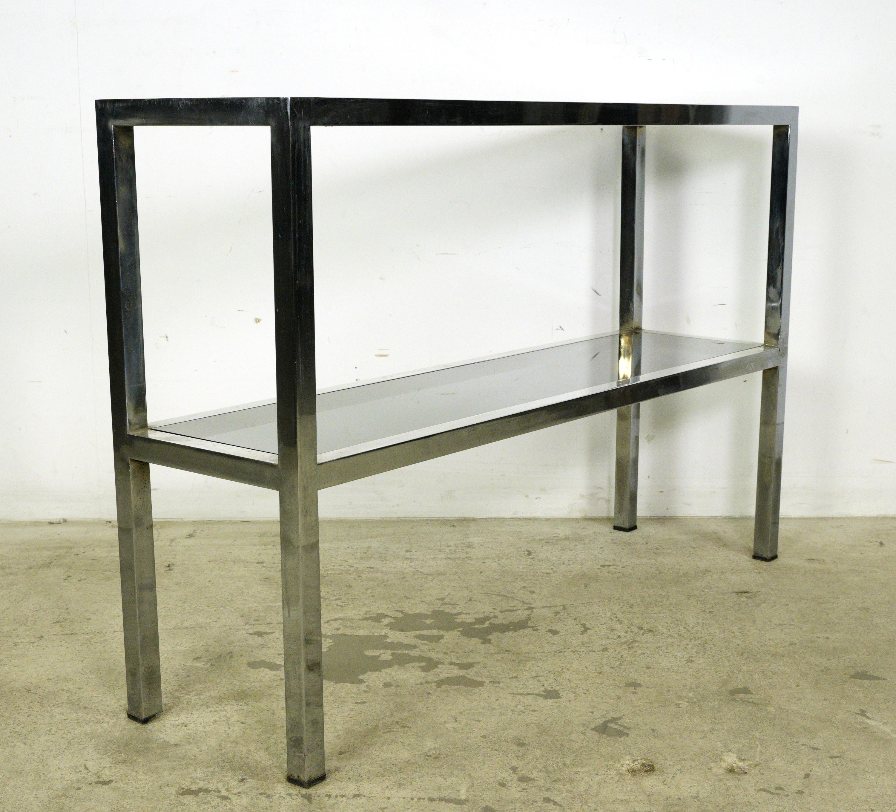 Mid-Century Modern Chrome Glass Console Table In Good Condition In New York, NY
