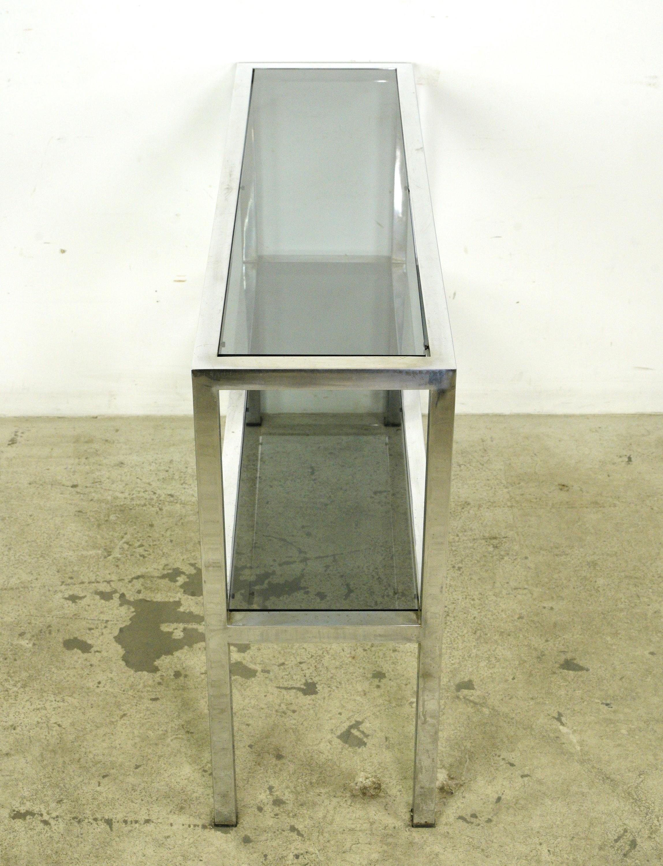 Mid-Century Modern Chrome Glass Console Table 1
