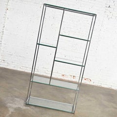 Mid-Century Modern Chrome & Glass Etagere Mondrian Style Shelf Placement