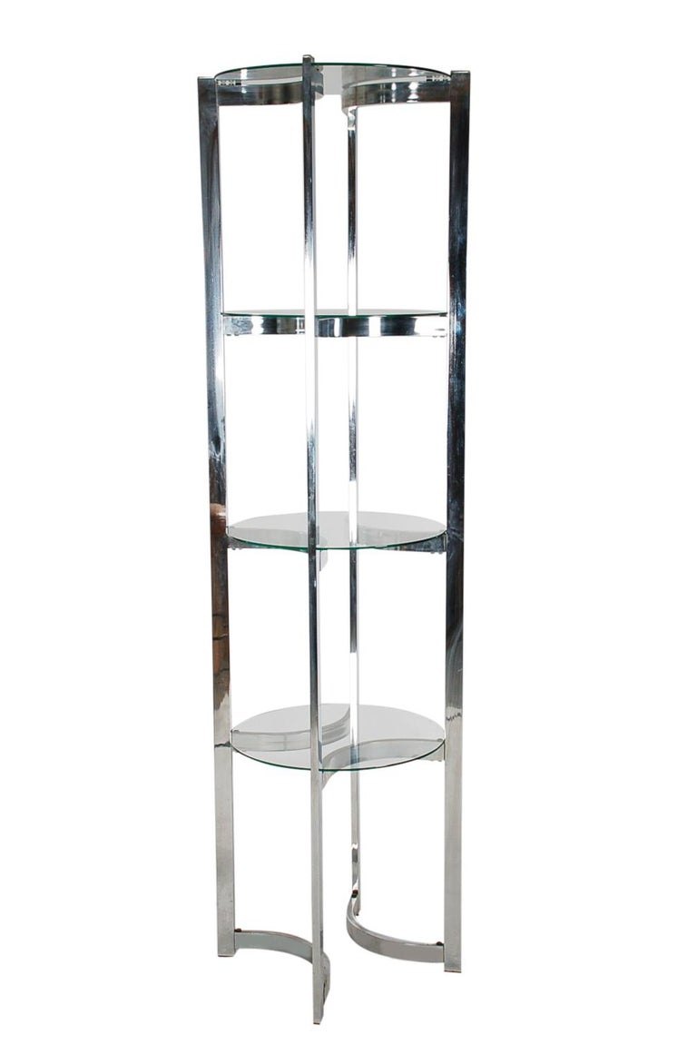 Mid Century Modern Chrome And Glass, Chrome And Glass Shelving Unit