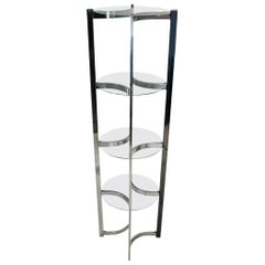 Mid-Century Modern Chrome and Glass Étagère Shelving Unit after Milo Baughman