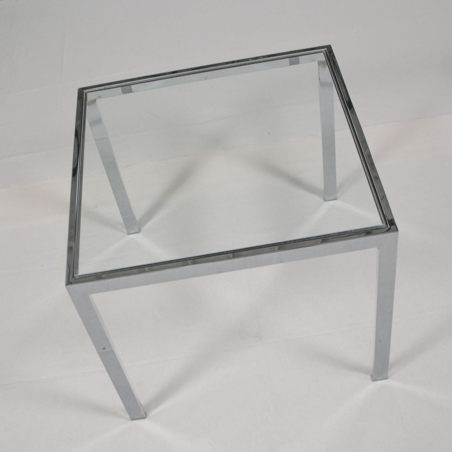 Mid-Century Modern Chrome and Glass Parsons End or Side Table after Baughman 5