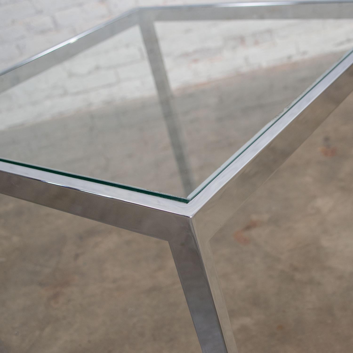 Mid-Century Modern Chrome and Glass Parsons End or Side Table after Baughman 8