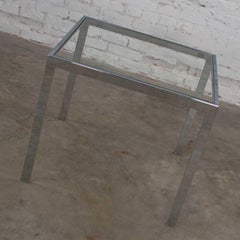 Mid-Century Modern Chrome and Glass Parsons End or Side Table after Baughman
