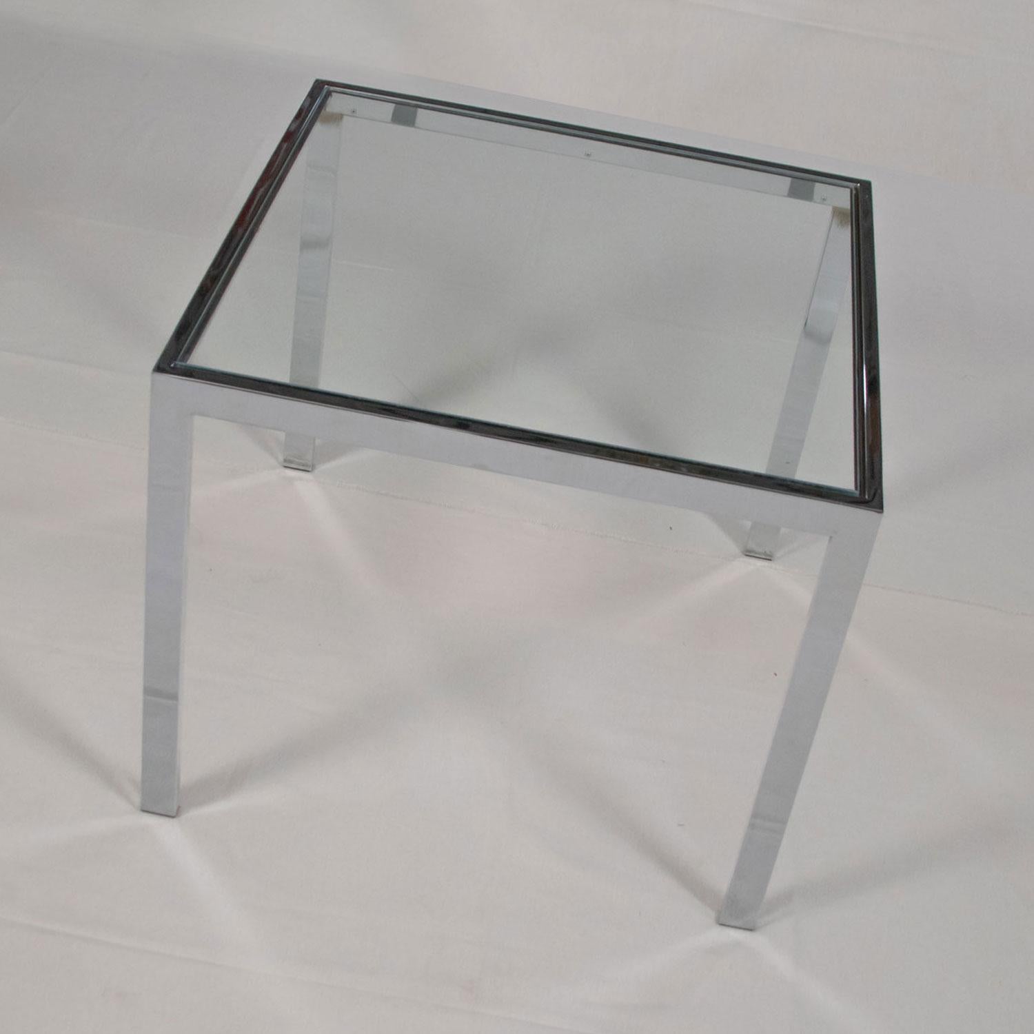 American Mid-Century Modern Chrome and Glass Parsons End or Side Table after Baughman