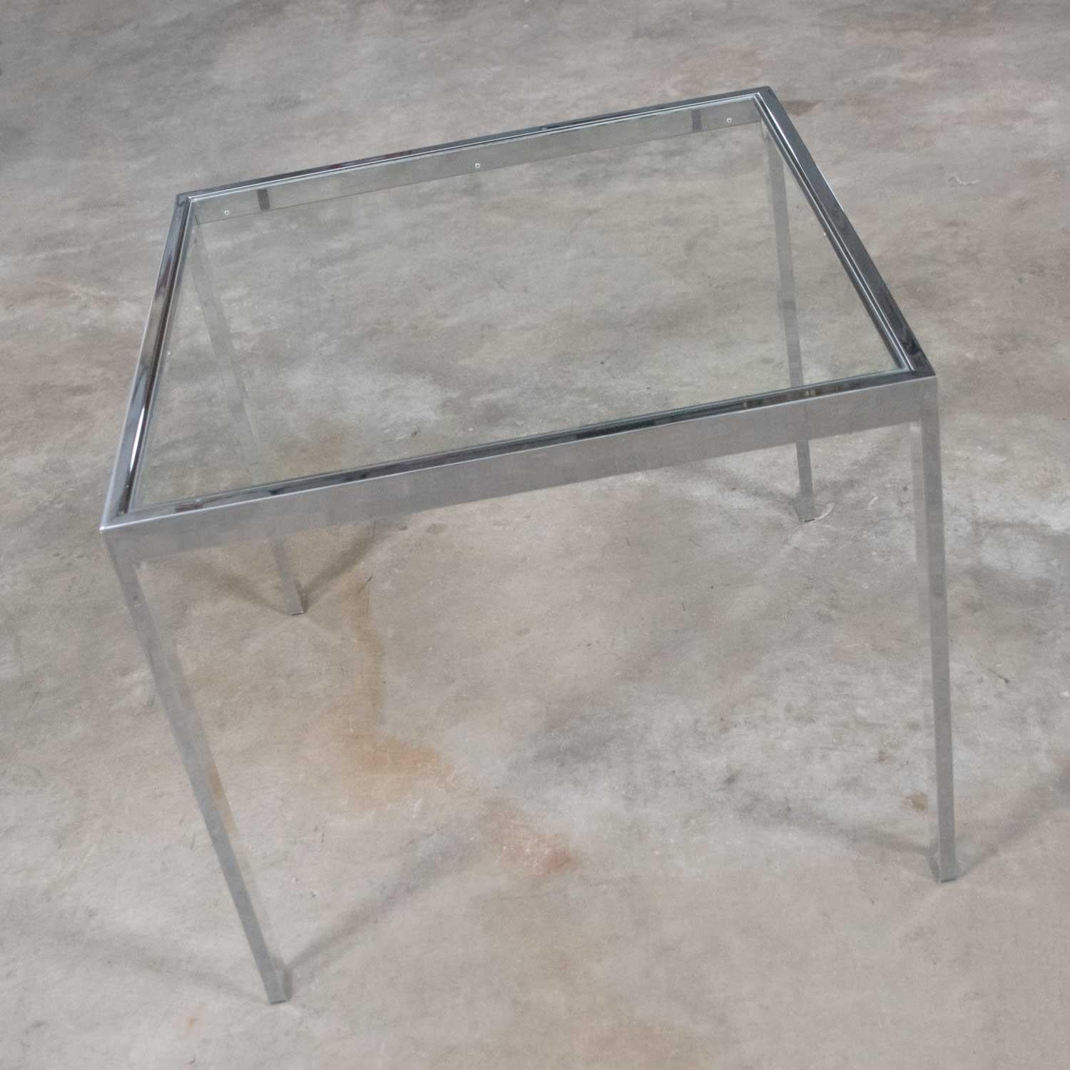 Mid-Century Modern Chrome and Glass Parsons End or Side Table after Baughman In Good Condition In Topeka, KS